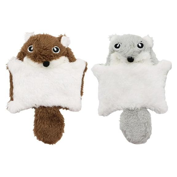 2Pieces Interaction Cats Plush Squirrels Teaser Toy for Engaging Active Cats Teething Hunting with Crinkle Paper Sound