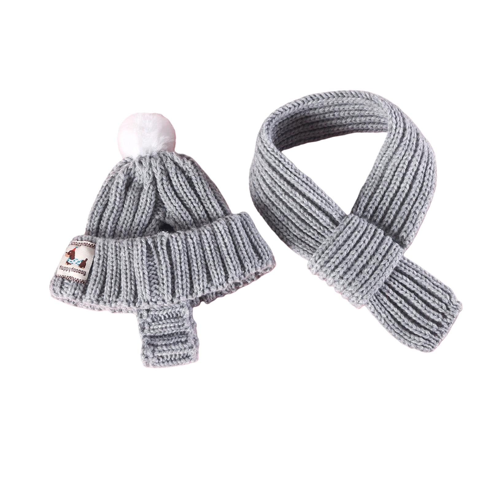 2Pieces Knitted Doggies Scarf and Hat Set Dog Costumes Accessories for ...