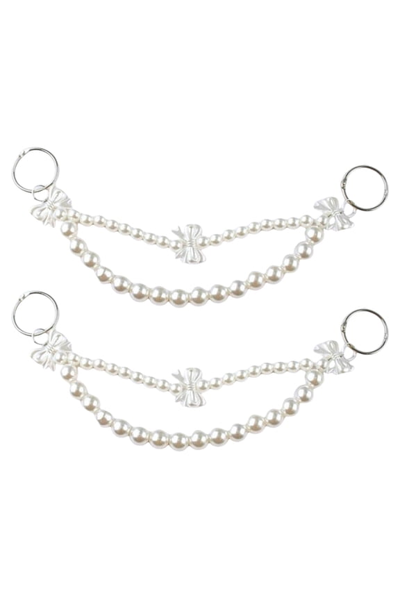 2Pieces Large Imitation Pearls Beads Purse Handle Strap Bag Charm Handbag Chain Replacement Bag Decoration Accessories