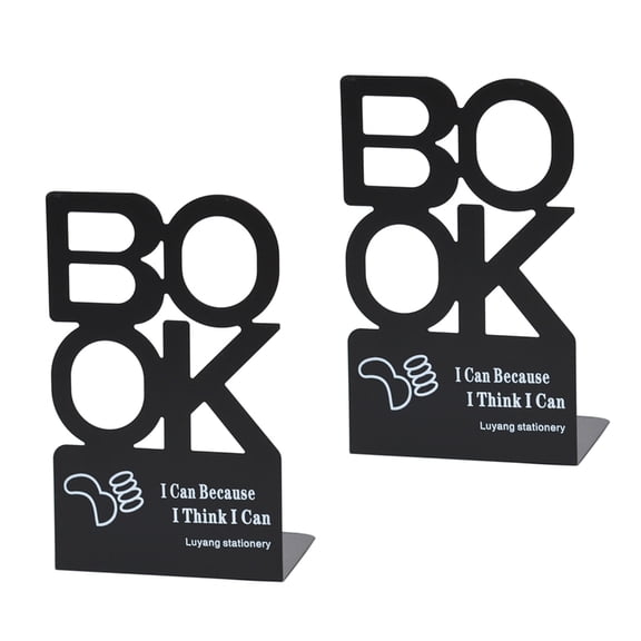 2Pieces Metal Book Ends for Desk and Shelf Hollow Letter Bookends Heavy Duty Bookends Slip Book