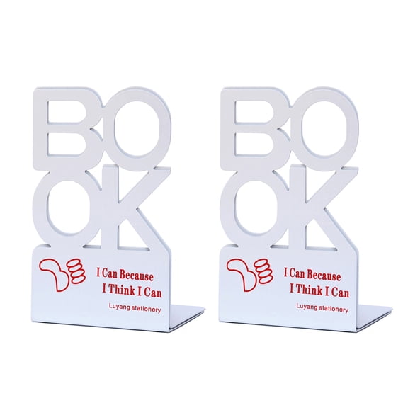 2Pieces Metal Book Ends for Desk and Shelf Hollow Letter Bookends Heavy Duty Bookends Slip Resistant Book Support