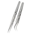 thumbnail image 1 of 2Pieces Multipurpose Stainless Steel Curved and Straight Tweezers Set for Beauty Enthusiasts and Home Use, 1 of 8