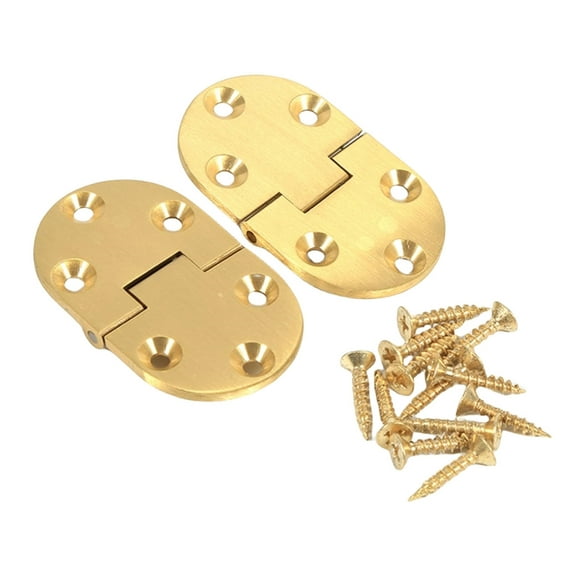 2Pieces Multipurpose Sturdy Brass Butlers Tray Hinges Round Designs Accessory with Screws for Household Daily Use