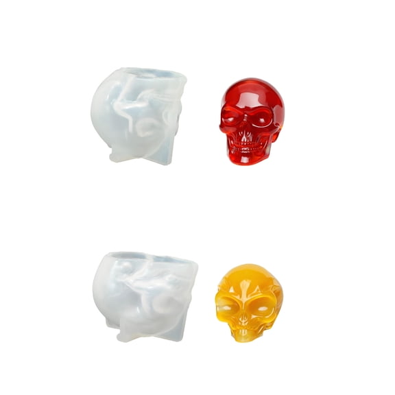 2Pieces Reusable Alien Skull Silicone Casting Molds with Precise Detailing Ornament Moulds for Resin Art Creations
