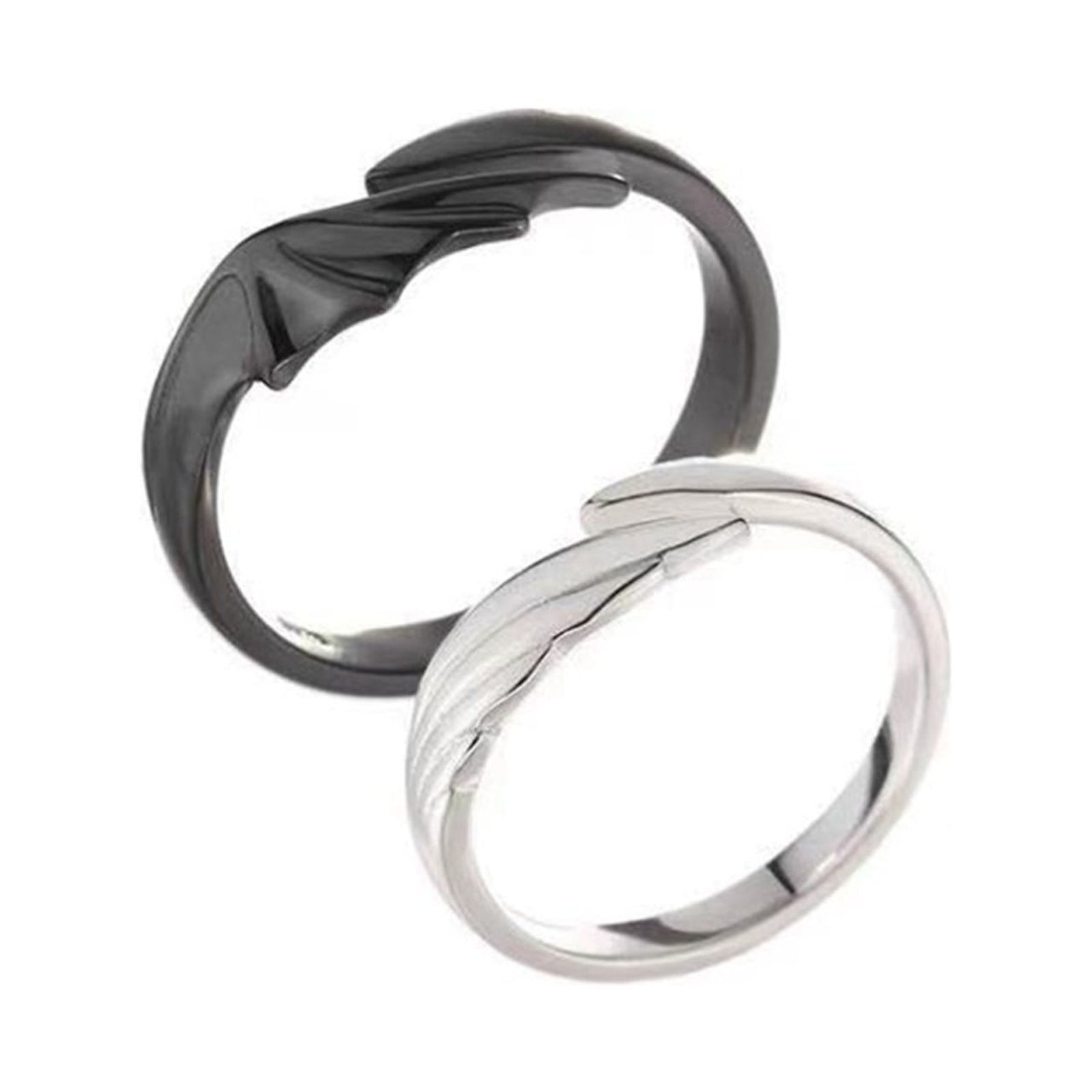 2Pieces/Set Angel & Devil Couple Matching Ring Simplicity Adjustable ...