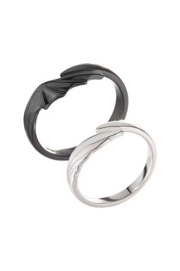 2Pieces/Set Angel & Devil Couple Matching Ring Simplicity Adjustable for Couple