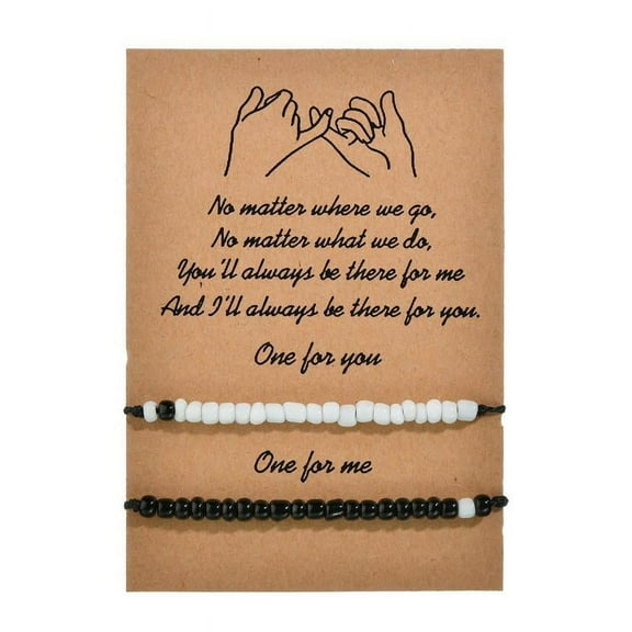 2Pieces/Set Pinky Promise Bracelet Beads Chain Bracelet for Couples Friends