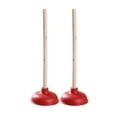 thumbnail image 1 of 2Pieces Toilet and Sink Plunger with Long Wooden Handle for Efficient Clog Blockages Removal Toilet Unblocker Tool, 1 of 7