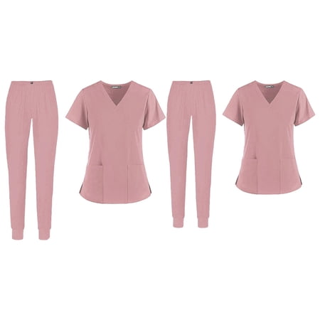 2Pieces V Neck Nursing Scrub Set Pants Clothing