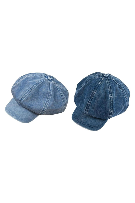 2Pieces Women's Lightweight Classic Casual Newsboy Caps Cabbie Hat with Comfort Elastic Back.