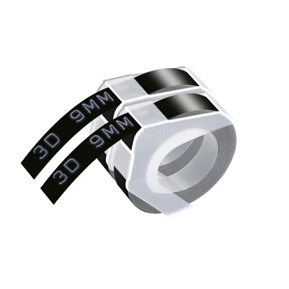 2Pk For Dymo 520109 Office-Mate Ii Embossers 3D Embossing Label Tape 3/8" Black