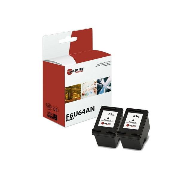 2Pk LTS 63XL F6U64AN Black HY Compatible for HP Deskjet 1112 2130 3630 3632 Ink