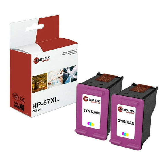 2Pk LTS 67XL Tri-Color HY Compatible with HP Envy 6055 6052 6058 Ink Cartridge