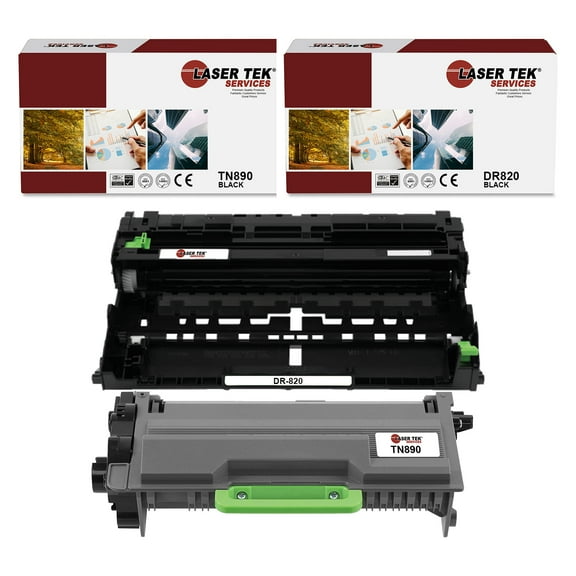 2Pk LTS TN890 DR820 Extra HY Compatible for Brother L6400DW Toner and Drum Unit