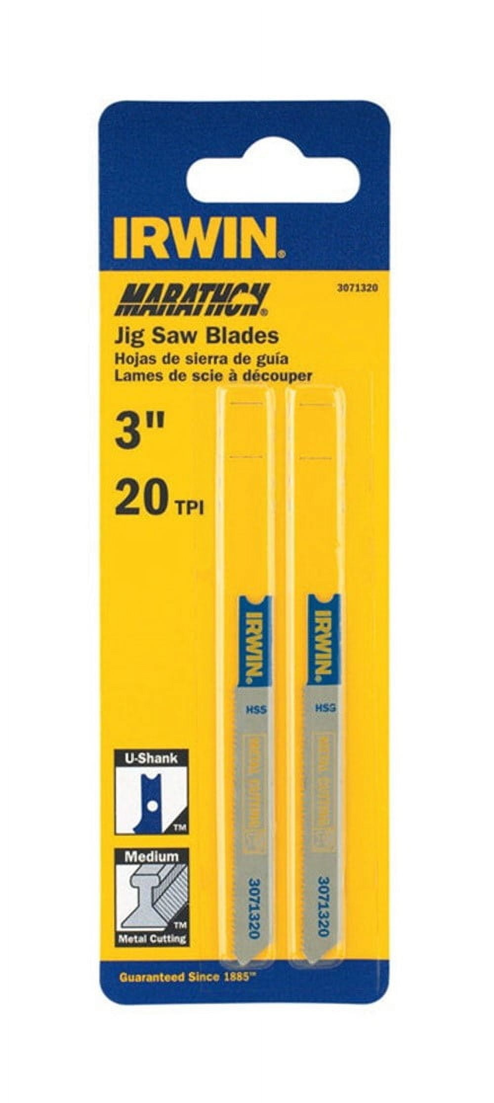 2Pk Linear Edge Jig Saw Blade, 3-1/4" L, 20 TPI Irwin Wood Cutting 3071320