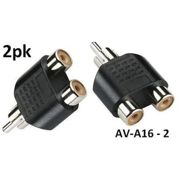 2Pk Rca Plug To 2-Rca Jack Audio Video Splitter Adapter