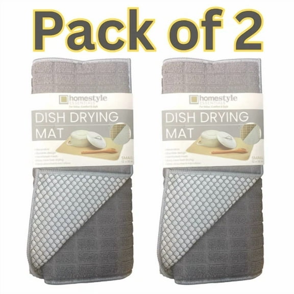 2Pk Reversible Dish Drying Mat, 12" X 18", Microfiber, Ventilated Mesh Quick Dry