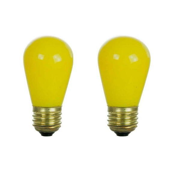 2Pk - Sunlite 11w S14 120v E26 Medium Base Ceramic Yellow Colored Light Bulb