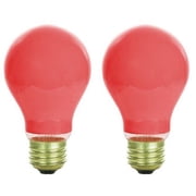 2Pk - Sunlite 25w A19 120v E26 Medium Base Ceramic Red Colored Light Bulb