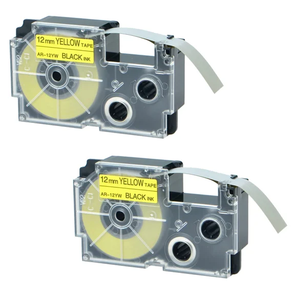 2Pk Xr-12Yw Yellow Label Tape For Casio Ez-Label Kl-60Sr Kl-60 Kl-7000 Kl-750Ba