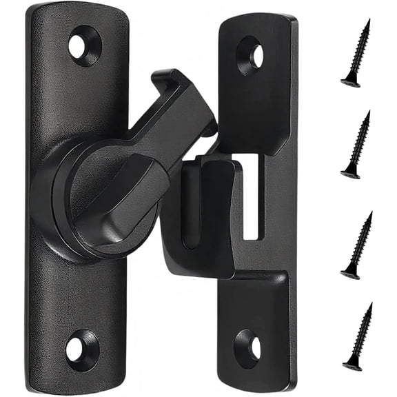 2Ps 90/180° Barn Door Lock, Heavy Duty Rust-Proof Sliding Door Lock - Protecting Families Childs Safety Gate Latch for Barn,Bathroom, Garden, Window, Cabinet, Garage, Pet Door (Black)