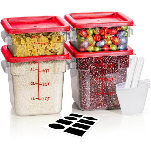 2QT NSF Food Storage Containers: 6 PCS [Food Grade][Hot&Cold Resistant] Commercial Clear Square Food Storage Containers with Scales Handles for Home Restaurant Kitchen Proof Dough(BPA FREE-GREEN N2)