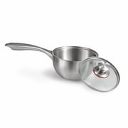 2QT Stainless Steel Saucepan with Glass Lid, Single Small Soup Pot, 7-Inch