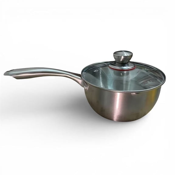2QT Stainless Steel Saucepan with Glass Lid, Single Small Soup Pot, 7-Inch