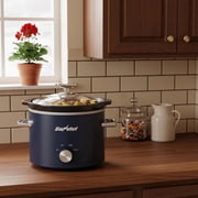 Sunvivi 2QT Small Slow Cooker with Removable Ceramic Pot, 3 Heating Settings - Blue