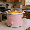thumbnail image 1 of 2QT Small Slow Cooker with Removable Ceramic Pot, 3 Heating Settings, Dishwasher-Safe Glass Lid, Pink, 1 of 10