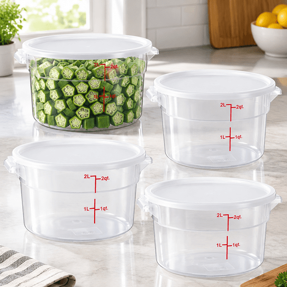 2Qt Round Food Storage Container & Lid, Non-Stick Dough Bucket