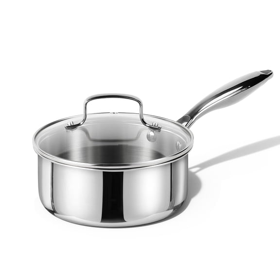2Qt Stainless Steel Saucepan Set, Non-Toxic 3-Ply Stainless Steel Cookware Set with Lids, Small Kitchen Pots, Oven Safe, Compatible with Induction, Ceramic, Gas, Mothers Day Gifts