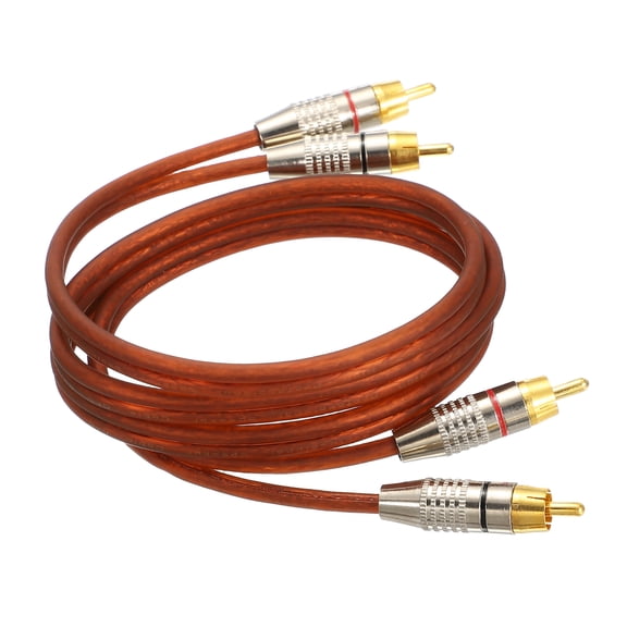 2RCA Male to 2RCA Male Audio Stereo Cable, 3.3 ft RCA Subwoofer Cable with Gold Plated Plugs for Home Theater, HDTV, Amplifiers, Speakers, Red Brown Cable White Shell