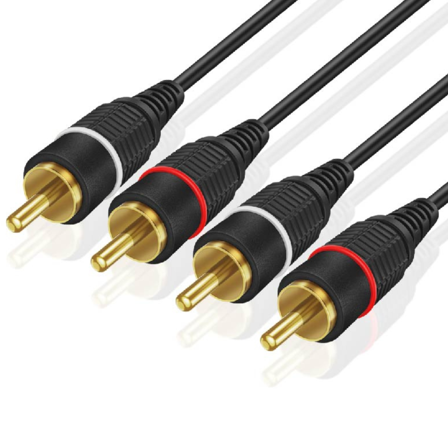2RCA Stereo Audio Cable (6 Feet) - Dual RCA Plug M/M 2 Channel (Right and Left) Gold Plated Dual Shielded RCA to RCA Male Connectors Black - image 1 of 6