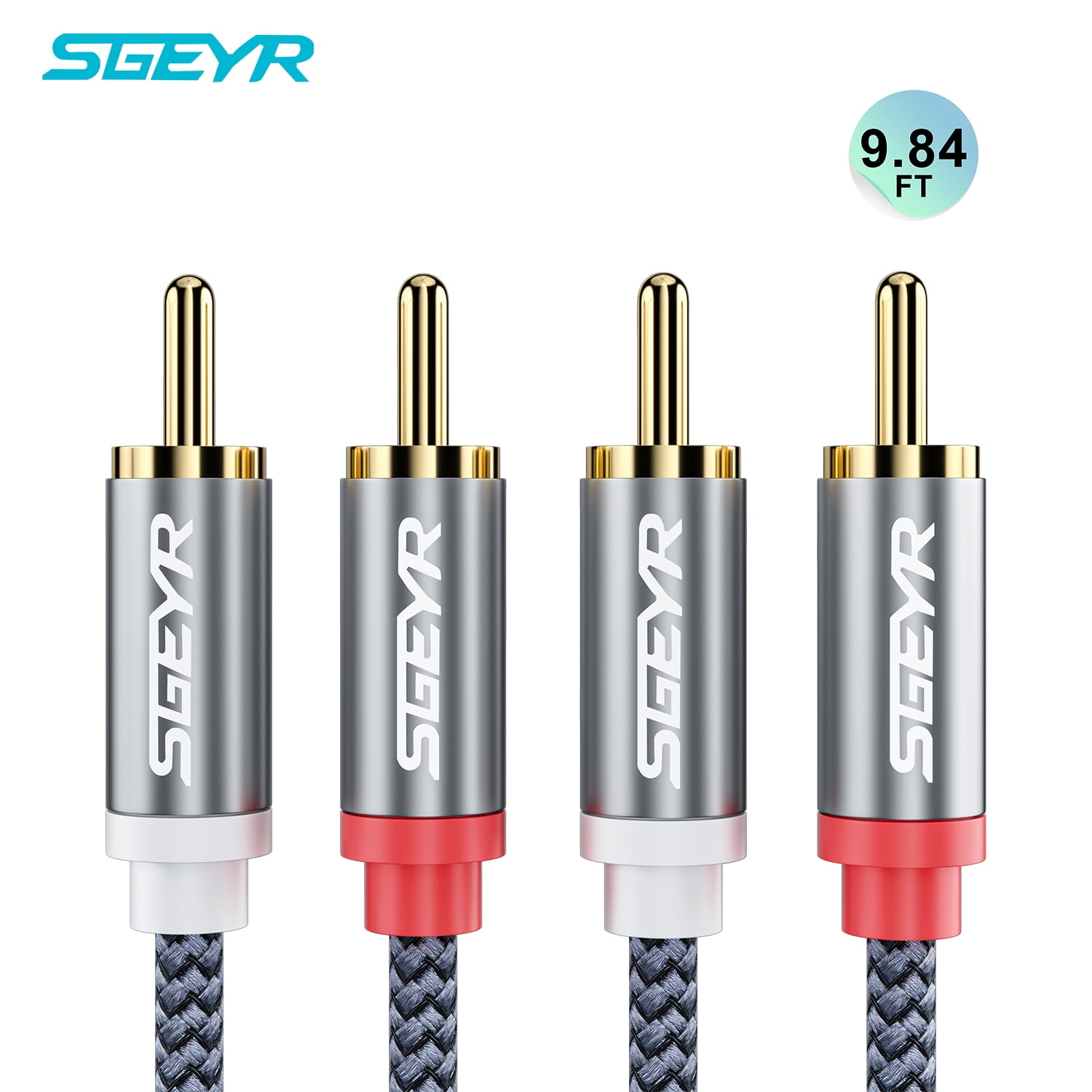 2RCA to 2RCA 9.84FT Video Cable SGEYR M/M Stereo Subwoofer Audio Cord ...