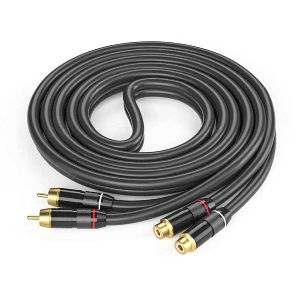2RCA to 2RCA Cable Gold Plate Heavy Duty 2RCA Male to 2RCA Female Stereo Sound Extension Cable for Car Speakers