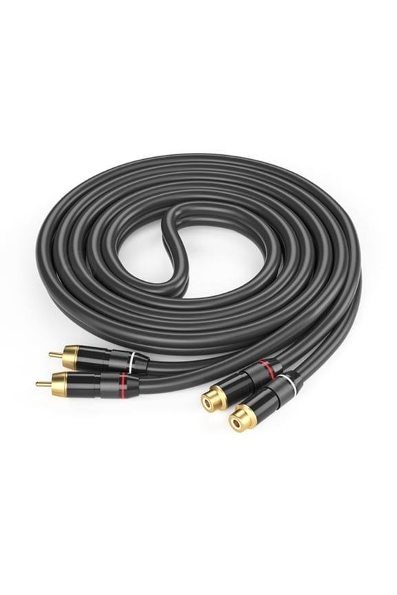 2RCA to 2RCA Cable Gold Plate Heavy Duty 2RCA Male to 2RCA Female Stereo Sound Extension Cable for Car Speakers