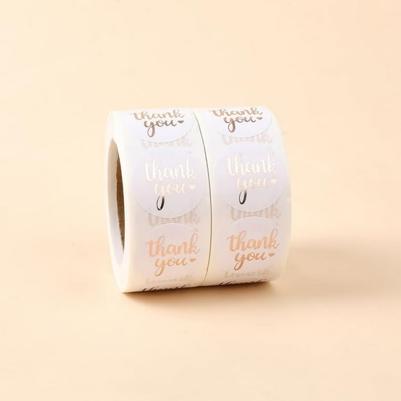 2Roll 2 Rolls Thank You Stickers Self-Adhesive Paper Gift Tag Stickers Adhesive Labels for Presents Packing Bags Word 25x0.1mm White