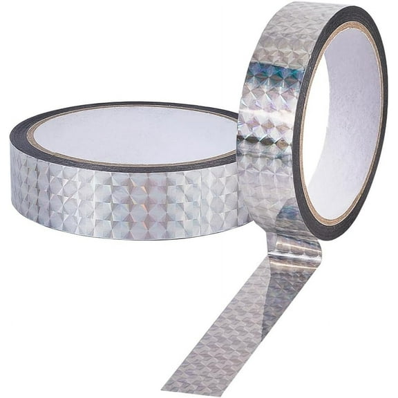 2Roll 50M Laser Shining Bopp Plastic Scrapbook Decorative Adhesive Tapes Laser Glitter Masking Decor Tape Gainsboro 24mm 54.68 Yards(50m)/Roll