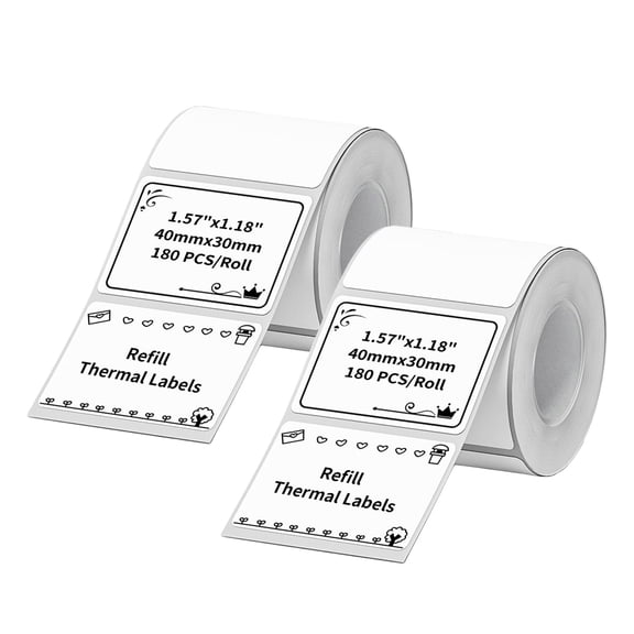 2Roll Gaps Design Thermals Labels 40x30mm Easy to Tear Waterproof Oil Proof 360 Labels for Adhesive Applications