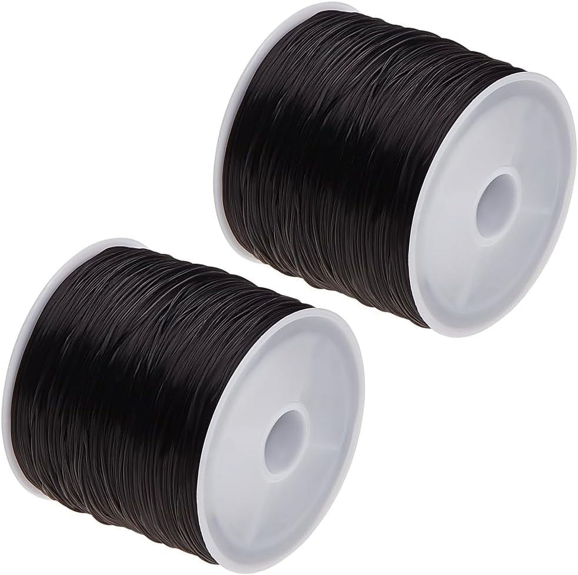 2Rolls 1.0mm Flat Elastic Crystal Thread Black Spandex String Beading ...