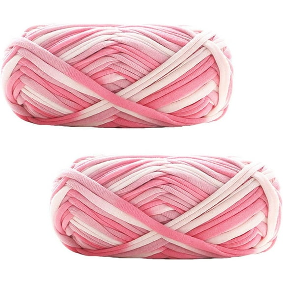 2Rolls 100g/Roll Colorful Knitting Yarn Fabric Crochet Cloth T-Shirt Yarn for DIY Knitted Fabric Art Basket Bag