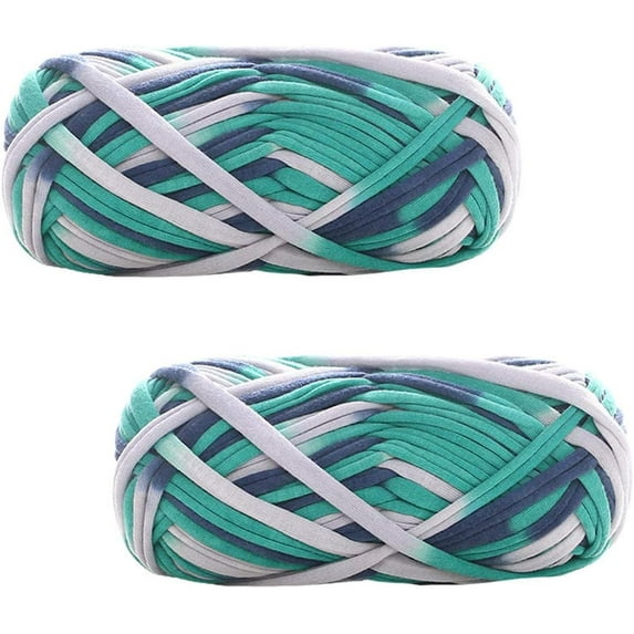2Rolls 100g/Roll Colorful Knitting Yarn Fabric Crochet Cloth T-Shirt Yarn for DIY Knitted Fabric Art Basket Bag