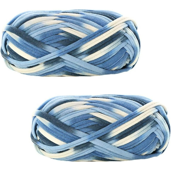 2Rolls 100g/Roll Colorful Knitting Yarn Fabric Crochet Cloth T-Shirt Yarn for DIY Knitted Fabric Art Basket Bag