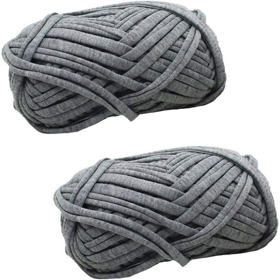 2Rolls 100g/Roll Knitting Soild Color Yarn Fabric Crochet Cloth T-Shirt Yarn for DIY Knitted Fabric Art Basket Bag, 30m/32yards