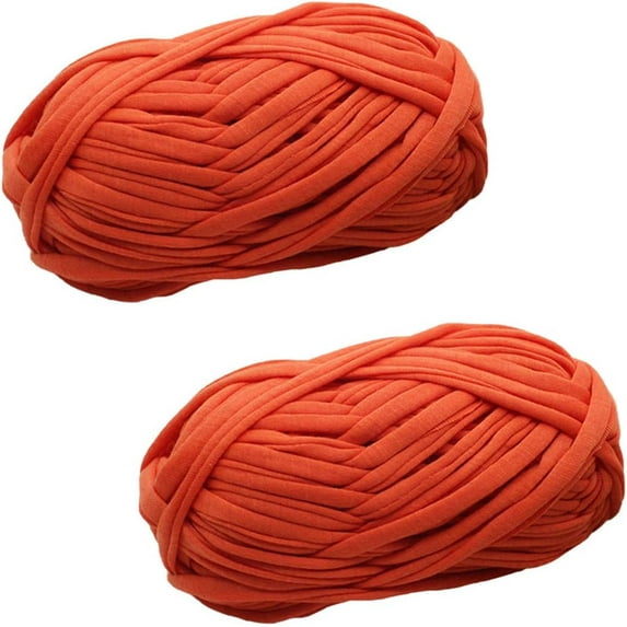 2Rolls 100g/Roll Knitting Soild Color Yarn Fabric Crochet Cloth T-Shirt Yarn for DIY Knitted Fabric Art Basket Bag, 30m/32yards