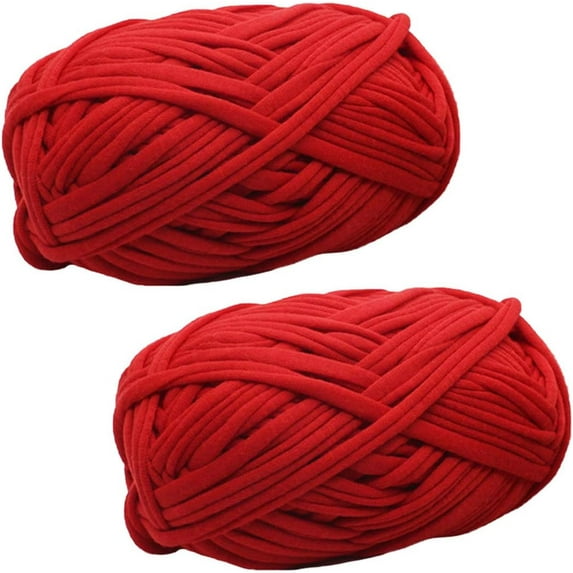 2Rolls 100g/Roll Knitting Soild Color Yarn Fabric Crochet Cloth T-Shirt Yarn for DIY Knitted Fabric Art Basket Bag, 30m/32yards