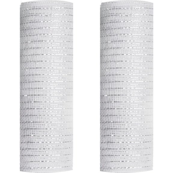 2Rolls Decor Mesh Poly Ribbons 10 Inch x 30 Feet Each Roll Metallic Foil Mesh Ribbon Christmas Tree Decorative Mesh for Xmas Wreaths
