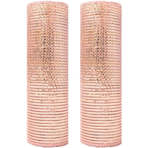 2Rolls Decor Mesh Poly Ribbons 10 Inch x 30 Feet Each Roll Metallic Foil Mesh Ribbon Christmas Tree Decorative Mesh for Xmas Wreaths