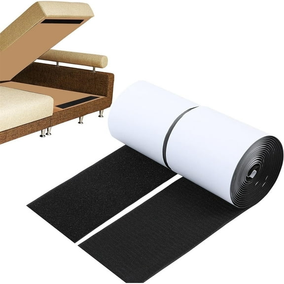 Heavy Duty Hook and Loop Tape Adhesive,Tutuviw 4''6.5 Feet Double Sided Hook Loop Rolls,Couch Cushion Grip,Sticky Straps,Wall Hanging Strips,Keep Couch Cushions from Sliding or Blowing